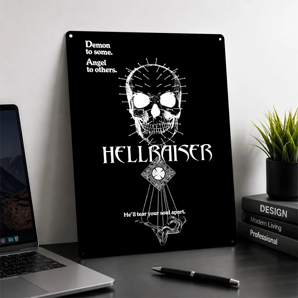 Hellraiser Movie Art Poster Horror Wall Art Personalized Vintage Metal Tin Sign for Man Cave Home Theater Bedroom Gift Display