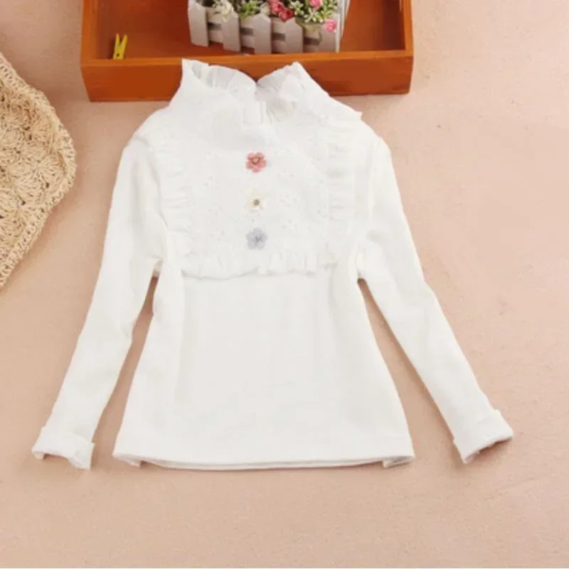 Spring Autumn School Teenager Girl Blouses Tops Long Sleeve Kids Shirts Baby Toddler Clothes Girls White Blouse 6 8 10 12 Years