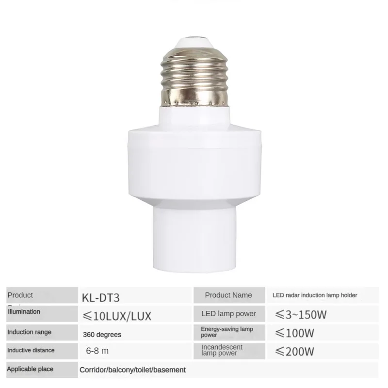 E27 uchwyt głowica reflektora Radar dla człowieka detekcja ruchu AC 100-240V śruba przełącznik czujnikowy podstawa lampy do klatki schodowej