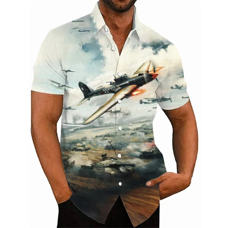 Hawaiian Shirt Spring Summer 3D Men Fighter Informal Shorts Shirt Button Hip Hop Street Clothes