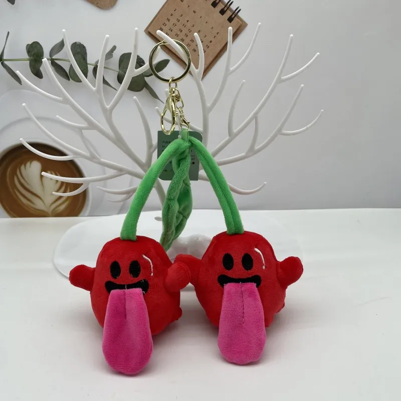 17cm New Cute Cherry Plush Keychain Pendant Children's Schoolbag Charm Girls Fruit Series Stuffed Plush Charm Kids Birthday Gift