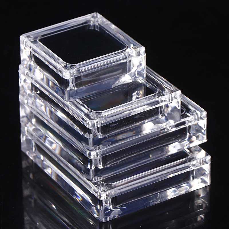 Multifunctional Acrylic Glass Top Gem Box Showcase Gemstone Casket Diamond Display Stand Holder Necklace Storage Organizer Box