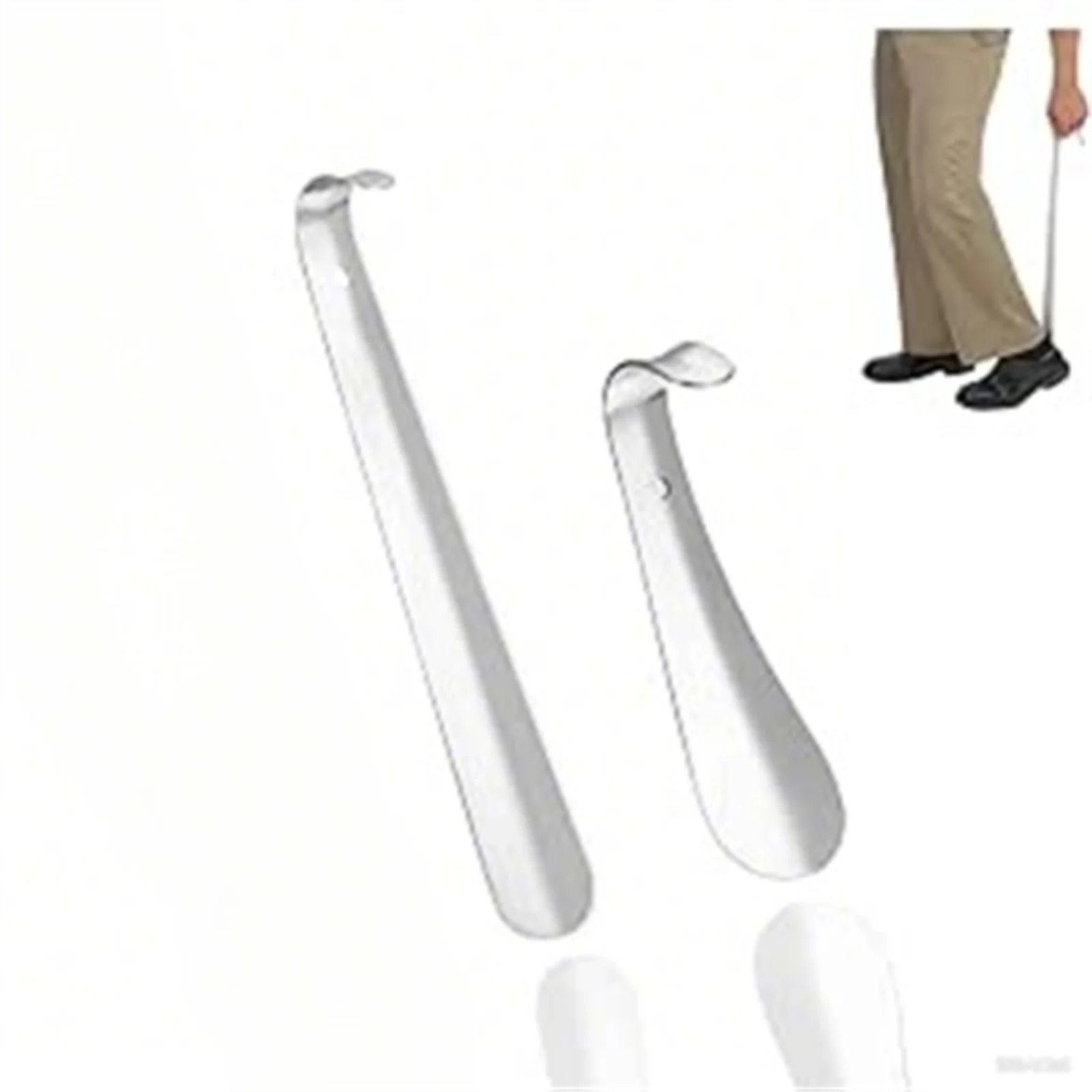 لبيسة الحذاء ذات مقبض طويل 45 سم + 16 سم لبيسة الحذاء المعدنية الطويلة للرجال والنساء مع قبضة مريحة وأبواق أحذية طويلة ملعقة أحذية طويلة جدًا #1