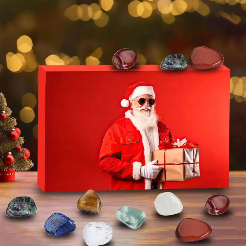 Crystal Advent Calendar 2025 Christmas 24 Days Natural Rock Crystal Gemstone Christmas Countdown Calendar for Boys Girls