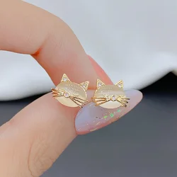 Fashion Crystal Opal Cute Cat Stud Earrings For Women Girls Handmade Party Wedding Fashion Jewelry Gifts eh065