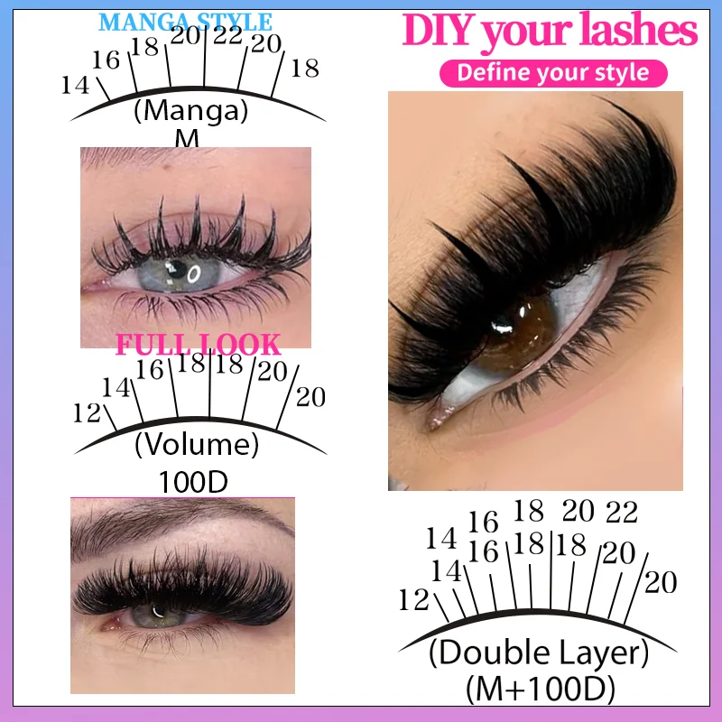 235-teiliges DIY Wimpernverlängerungs-Set, D-Curl Wimpernbüschel, 100D Voluminöse und Dichte Wimpernbüschel 12mm-20mm, Geschenkset – Detail 7