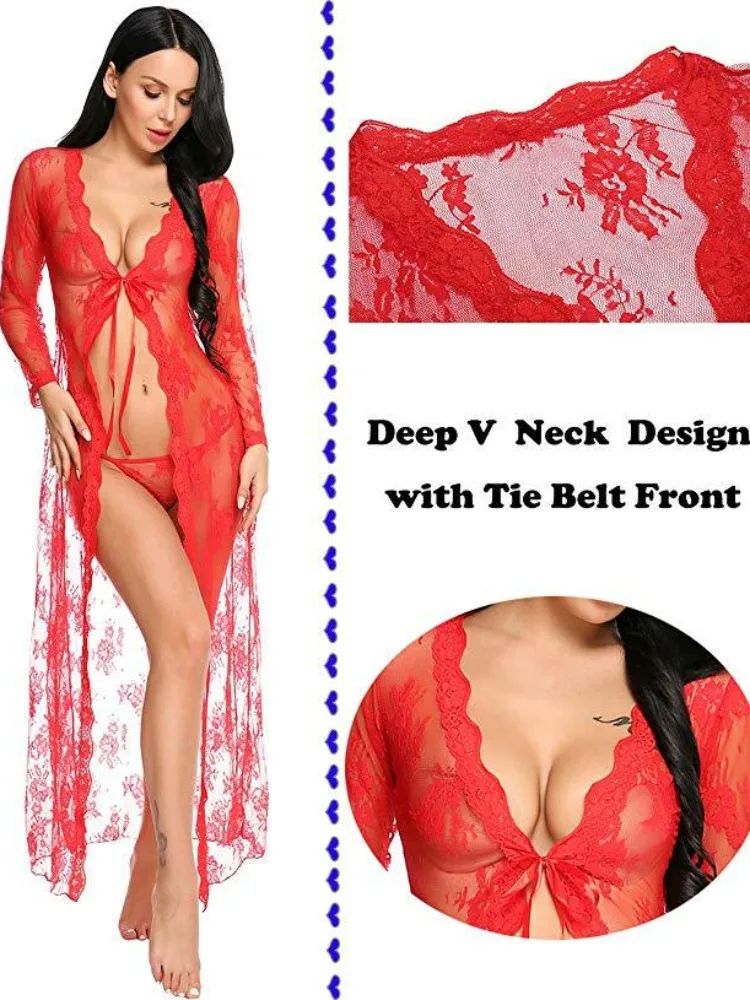 CP5XL Exotic Nightgown Women Secret Lingerie Transparent Sexy Teddies Evening Erotic Coats Temptation Long Underwear Nightdress