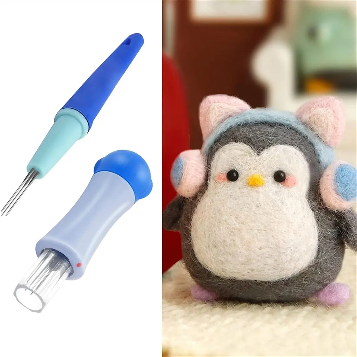 LUCK 2 Pack Needle Felting Tools,Pen Style Needle Felting Tool with 3 Needles and Punch Style Felting Needle Tool