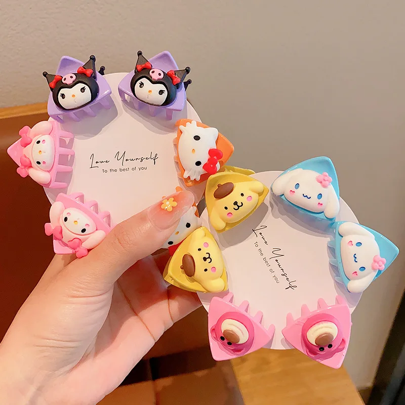 

2Pcs Sanrio Hello Kitty Little Gripper Baby Cute Broken Bangs My Melody Kuromi Cinnamoroll Girl No Hurt Hair Clip Headwear