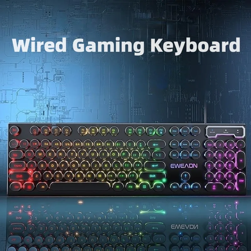 Mechanical Feel Gamer Keyboard ,Floating Button Design 104 Keys Waterproof And Dustproof Ergonomic  Wired Keyboard for Pc Gamer