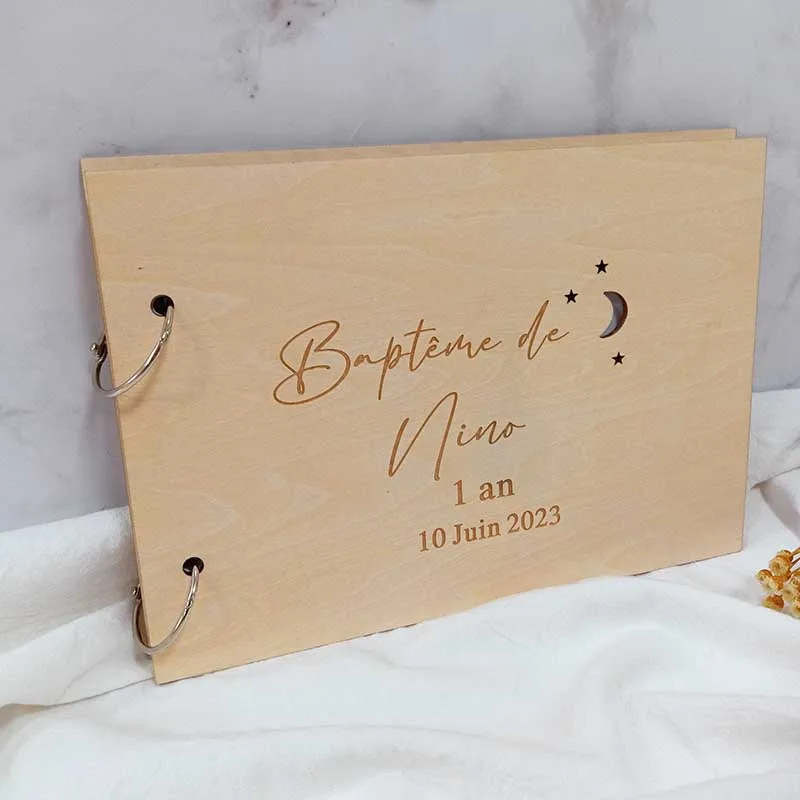 Custom Wedding Guestbook Guest Book for Wedding Baptism Communion Hollow Out Stars and Moon Simple and Romantic Wedding Supplies