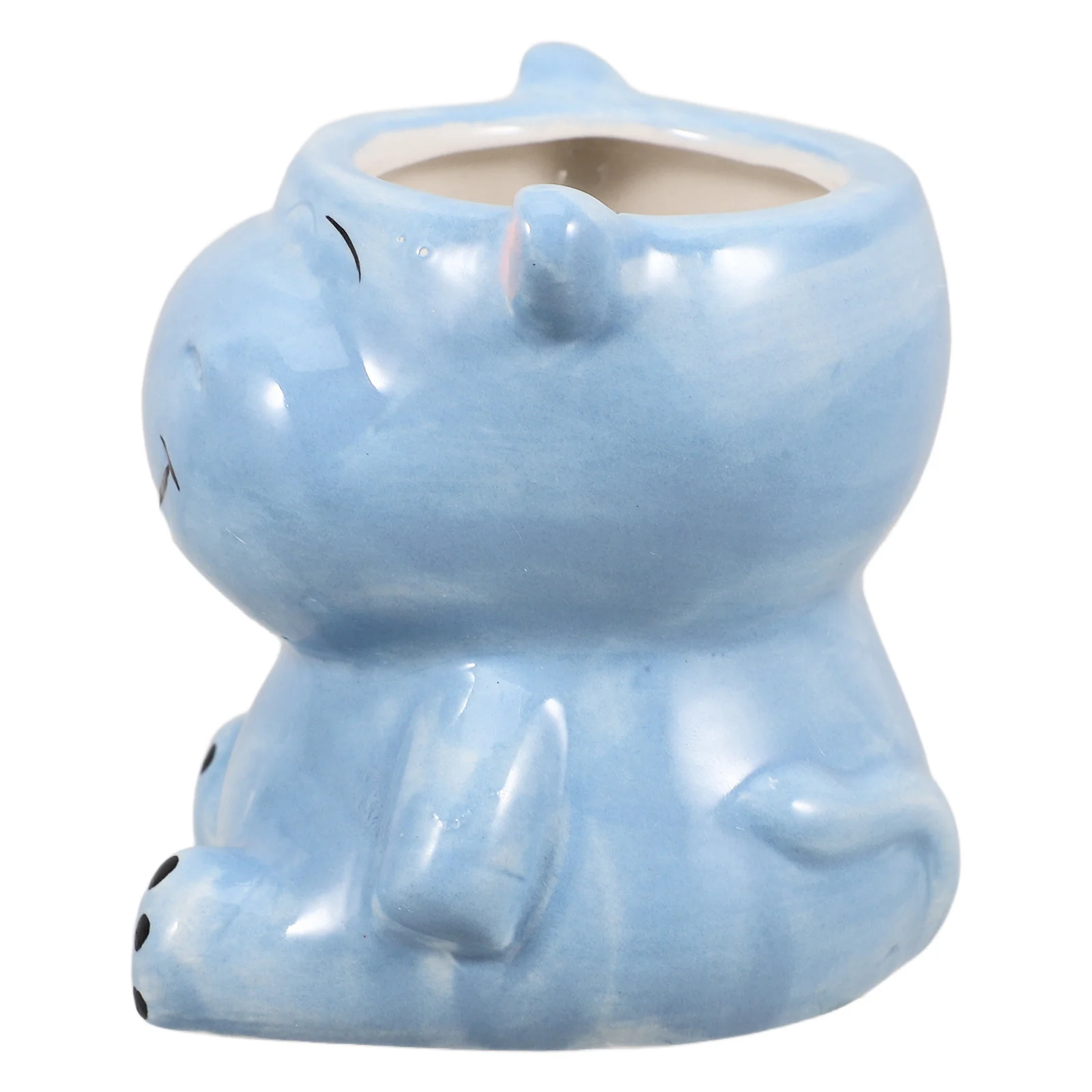 

Cute Ceramic Hippo Shaped Pen Pencil Holder Makeup Brush Organizer Animal Planter Home Office Decor Mini Hippo Plants Pot