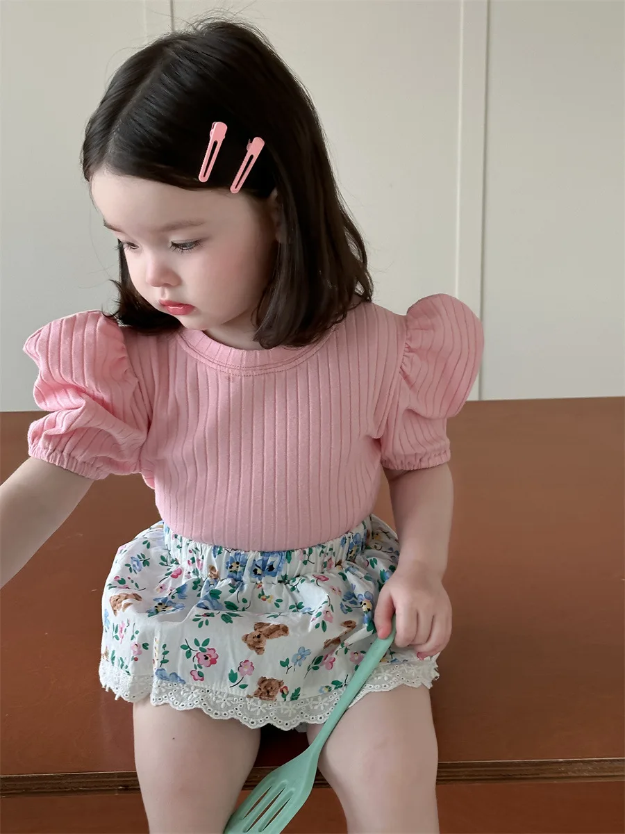 Jupes en dentelle pour bébés filles, adorables, en coton fin, motifs floraux, nouvelle collection été 2024