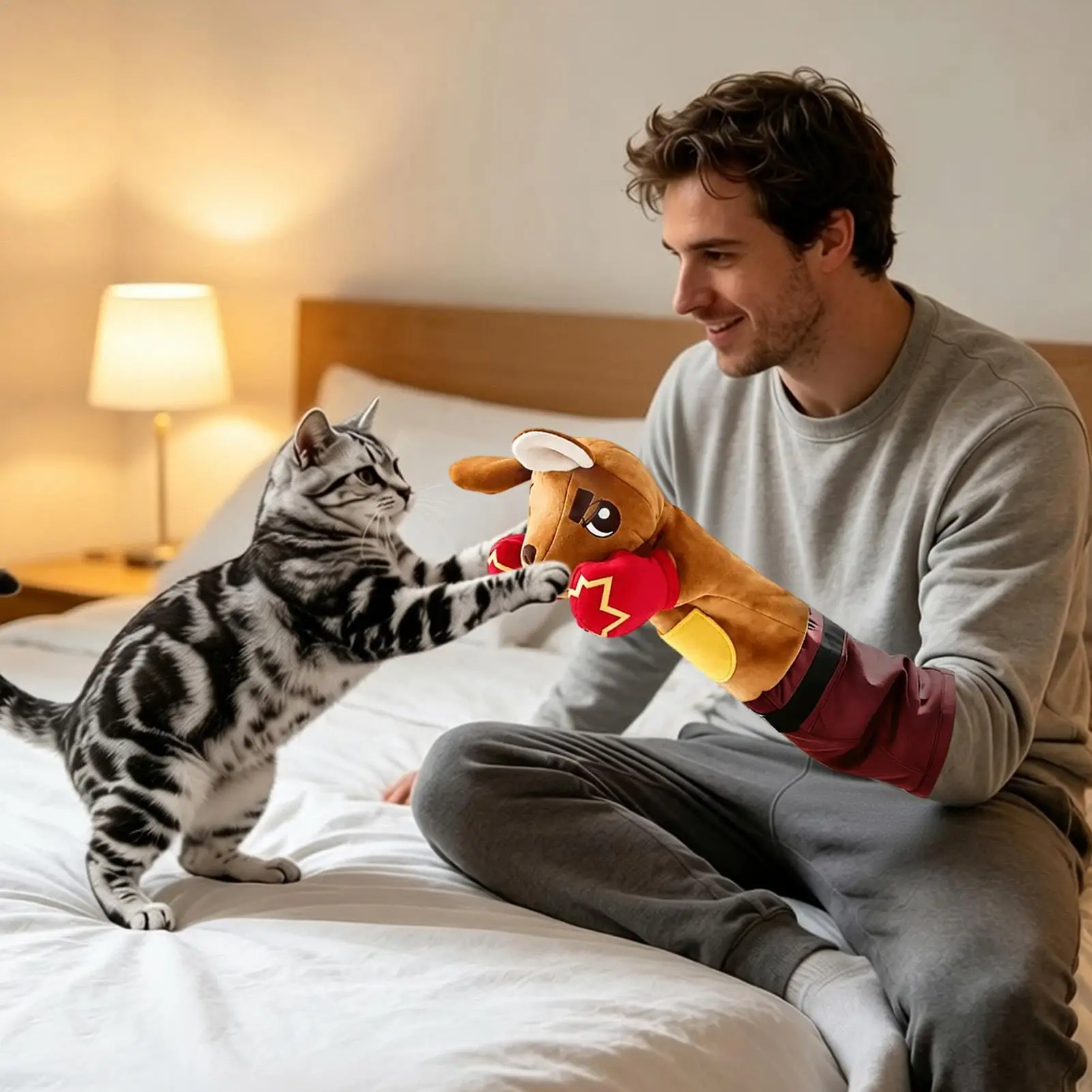 Cat Wrestling Glove Interactive Toy With 3 Catnip Pouches 3 Layer Protection Cat Puppet Wrestler For Boredom Relief Mental