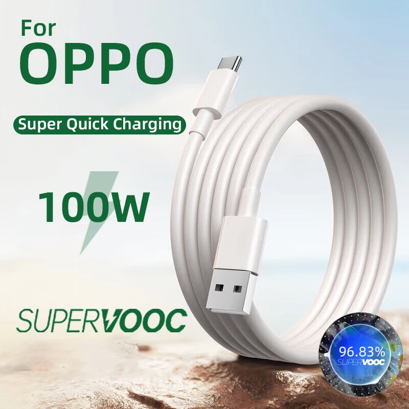 For OPPO 100W Type C Fast Charging Cable USB A To C Wire Phone Data Cord Supervooc For Reno 8 7 5g 5 Pro 6 Lite 4 Find X6 X5 Pro