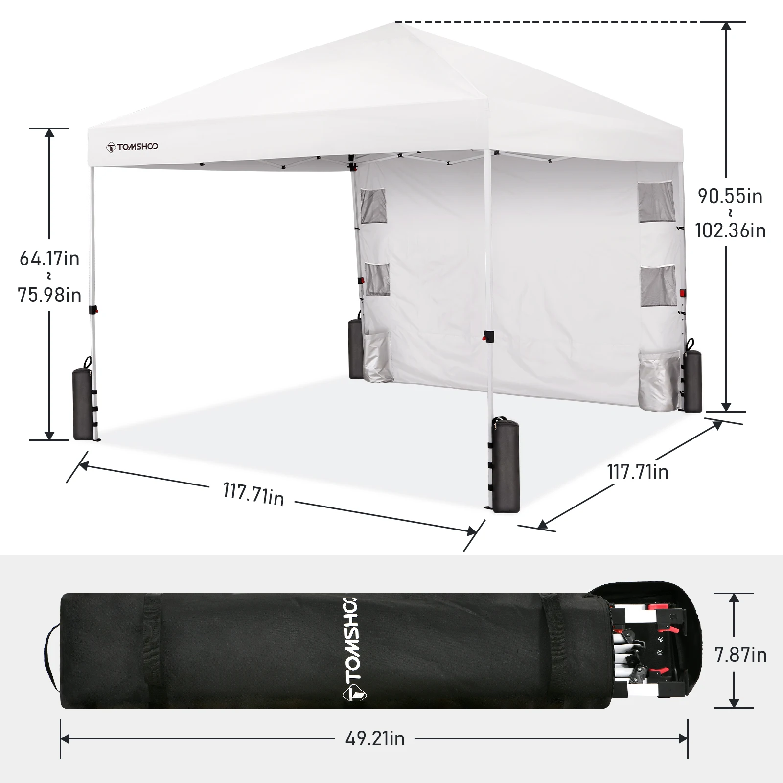 10FT Pop-up Canopy Tent White Party Tent Garden Gazebo Pop-Up Pavilion with Semicircle Roof for Outdoor Waterproof Collapsible