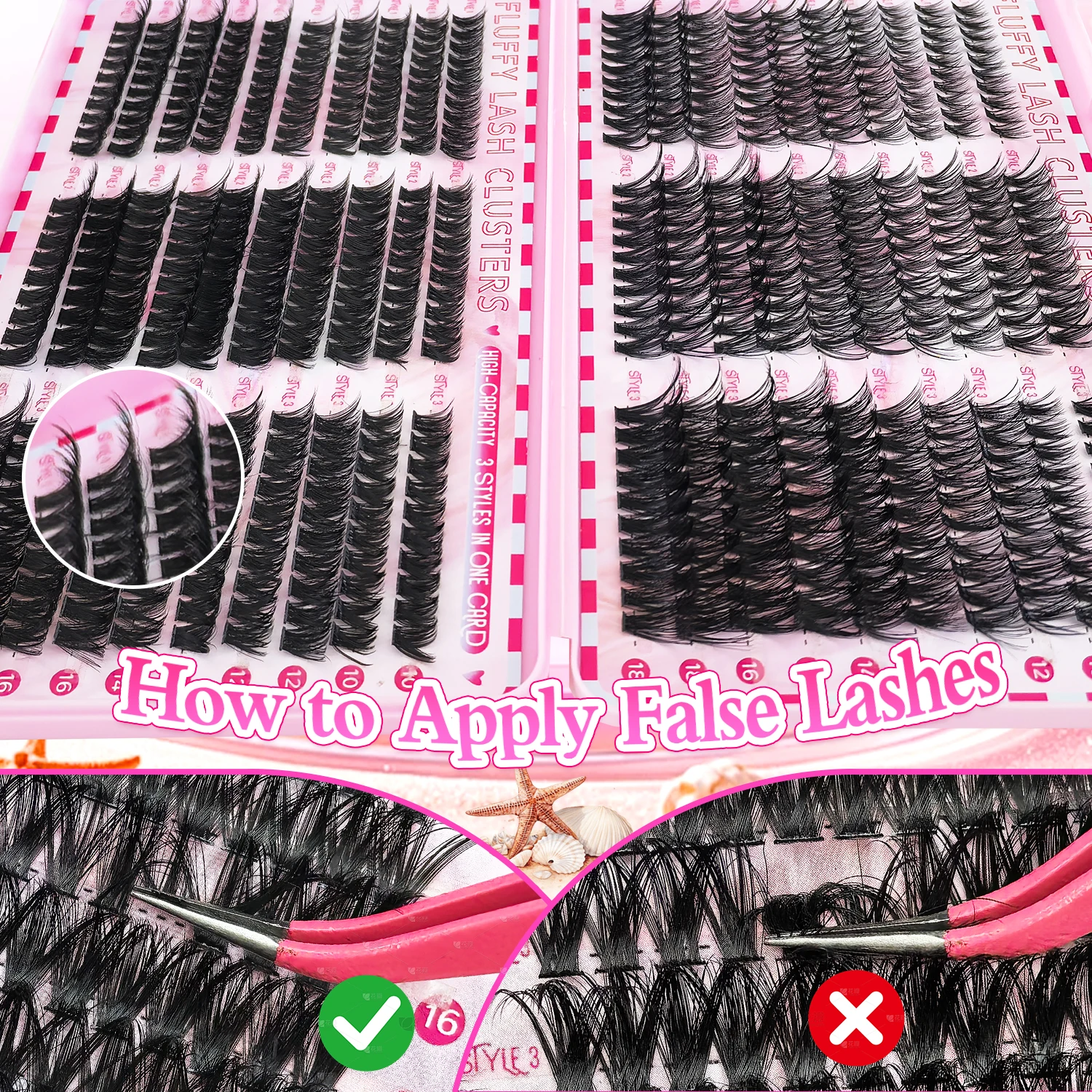 Beginner Set Multi Style False Eyelashes 290 720 666 600PCS Comfortable Large Capacity Makeup Tool for Easy Application And Stor