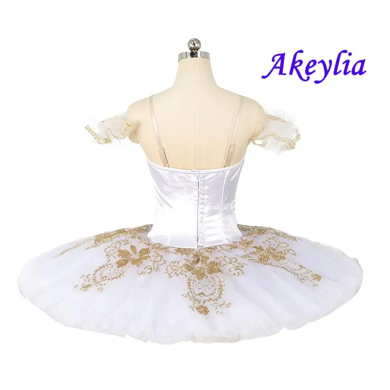 Adult Professional Gamzatti Tutu Classical White Gold Ballet Dance Stage Tutu Children Costumes Nutcracker Ballet Pancake skirt