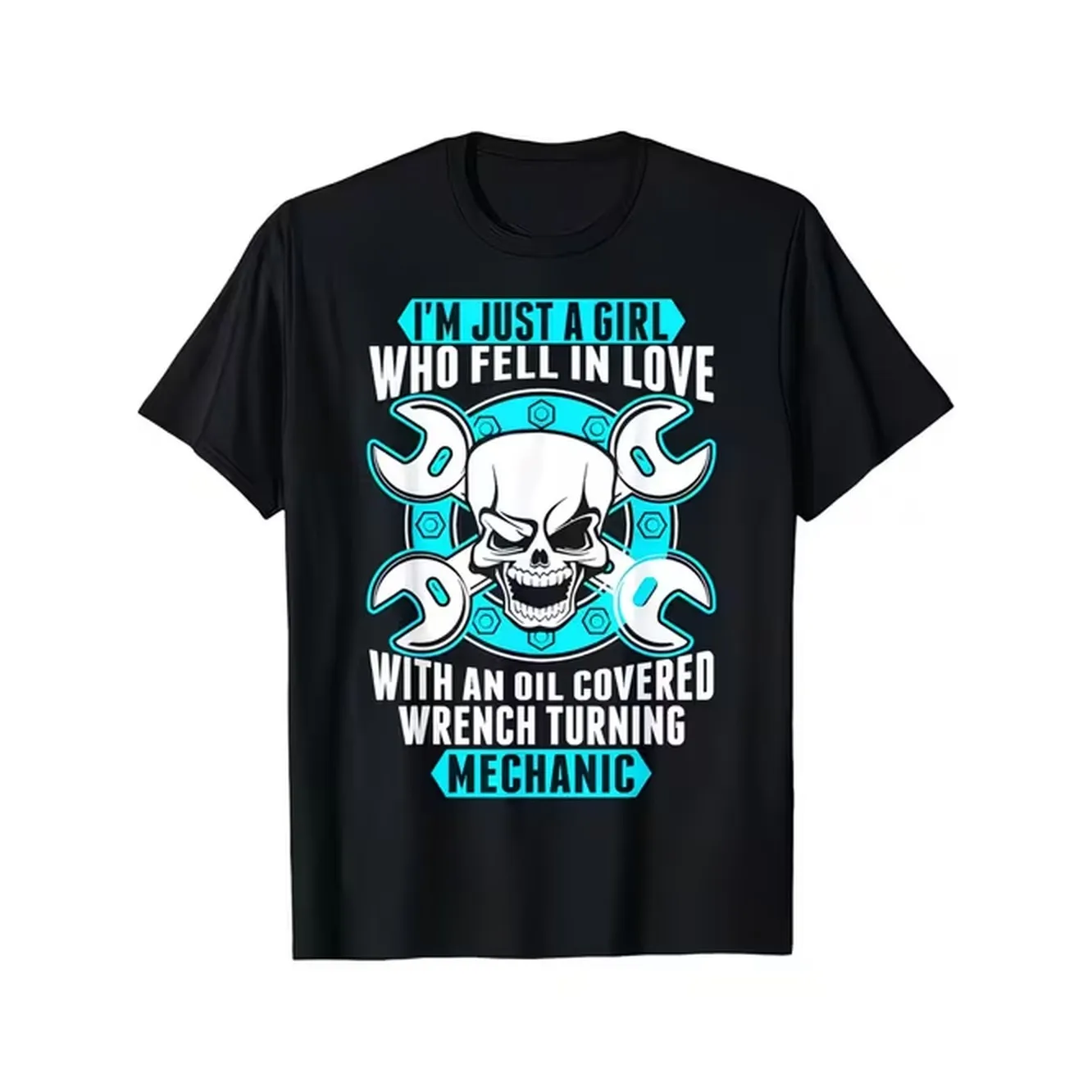 A Stylish T Shirt Featuring A Mechanic Theme Casual Parties Or Sports It Has A Glossy End And Showcases A Skull And Wrench Design Suitable For Men And Women
