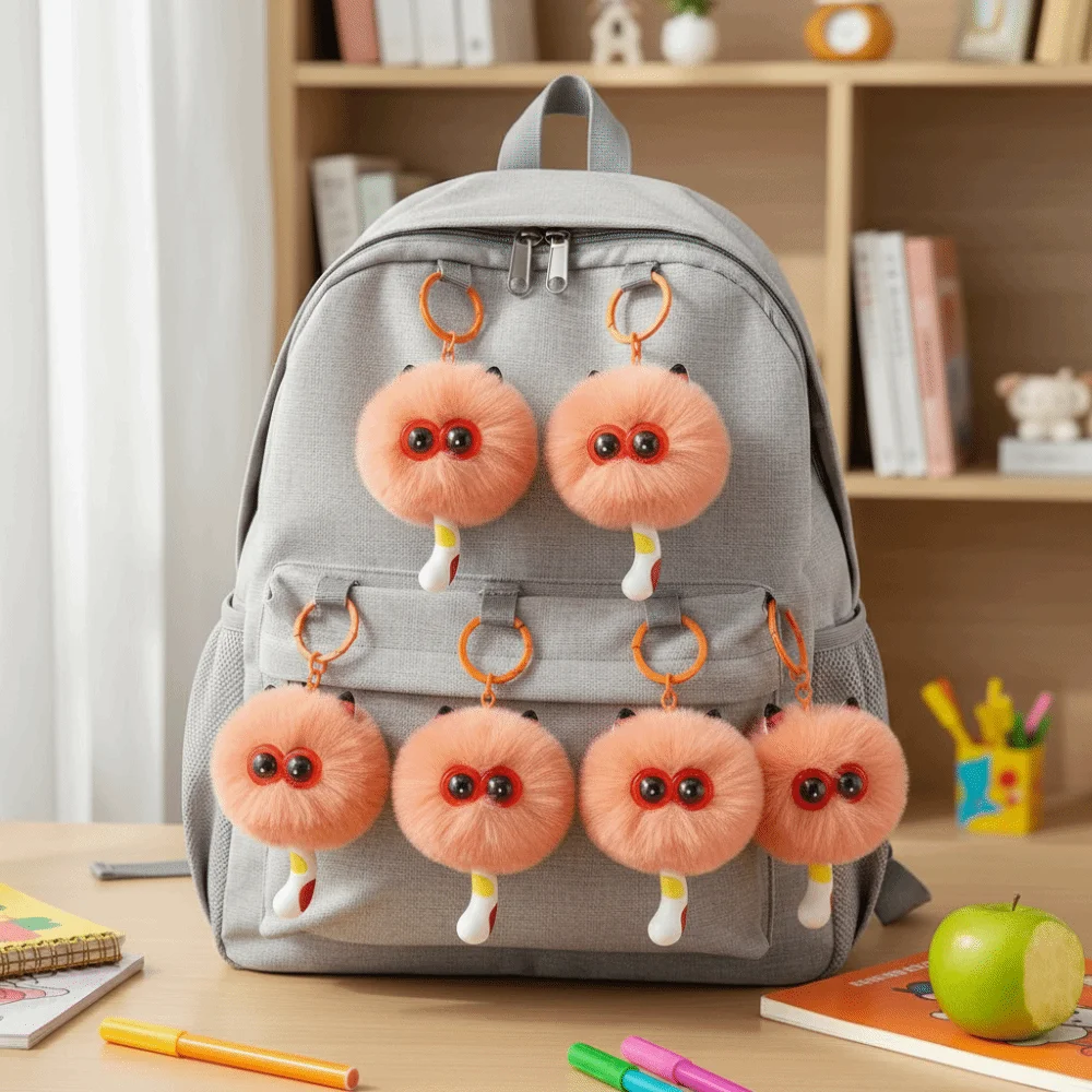 

Cute Cartoon Pendant Creative Couples Cute Kitten Keychain Imitation Rex Rabbit Fur Kawaii Trendy Pendant Gifts For Girls