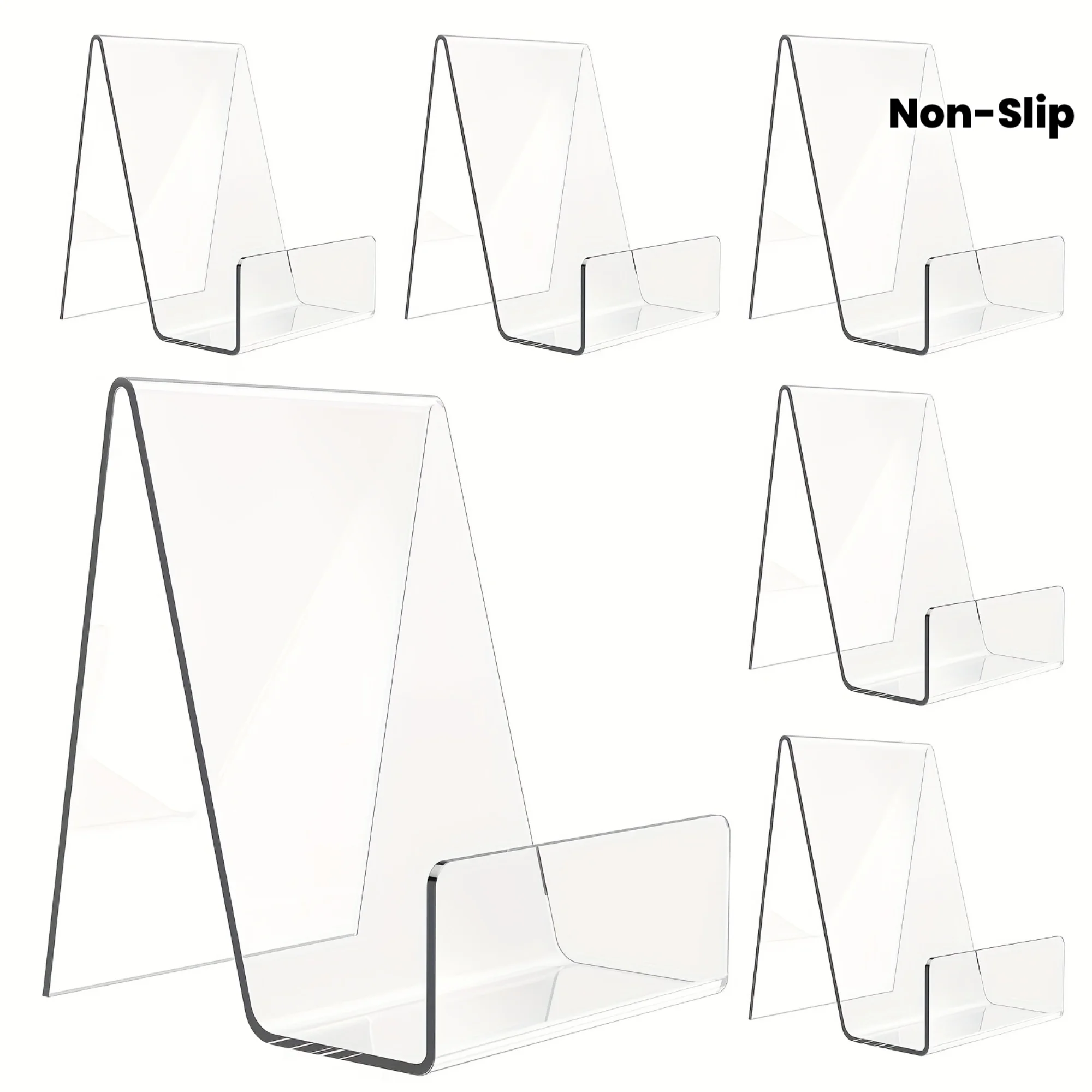 5pcs Transparent Acrylic Book Racks, Non-Slip Weight Bearing Book Stands, Home Library Office File Document Support Organizer