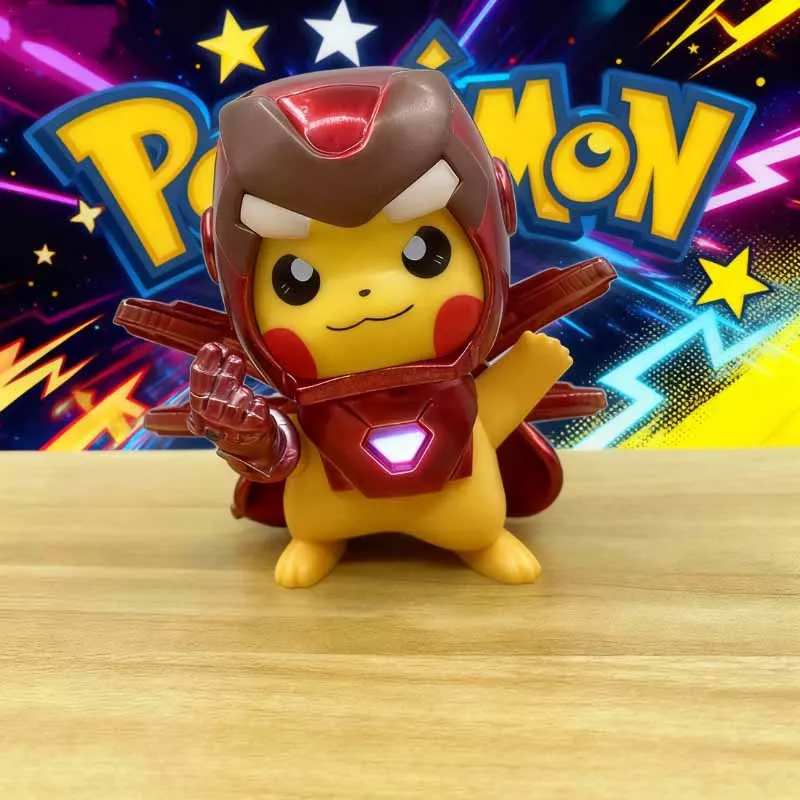 Мультфильм Покемон Пикачу Cos Мстители Стальные Фигурки Пикачу Модель Крутые Игрушки Изысканное Украшение Сюрприз Мальчик Праздничный Подарок