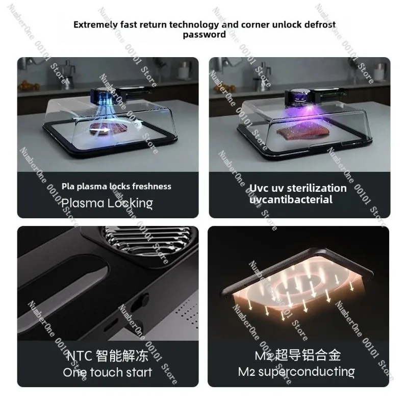 Kitchen Automatic Steak Thawing Machine, Frozen Food Fast Freshener with Sterilization Odor Removal, Fresh Lock