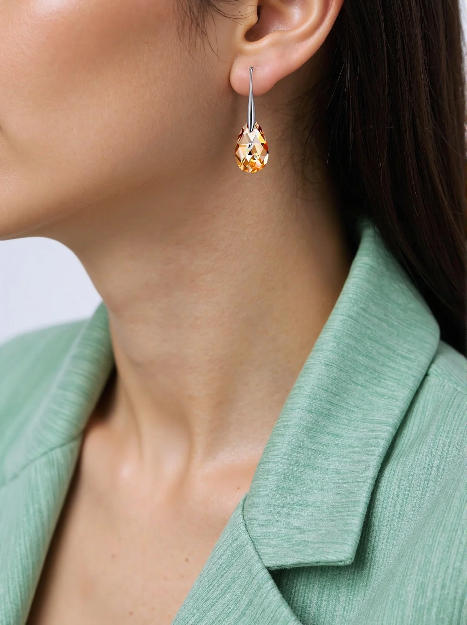 

Gorgeous S925 Silver Drop Shaped Earrings | Austrian Crystal Luxury Design | Women's Temperament Daily & Night Out Accessories
