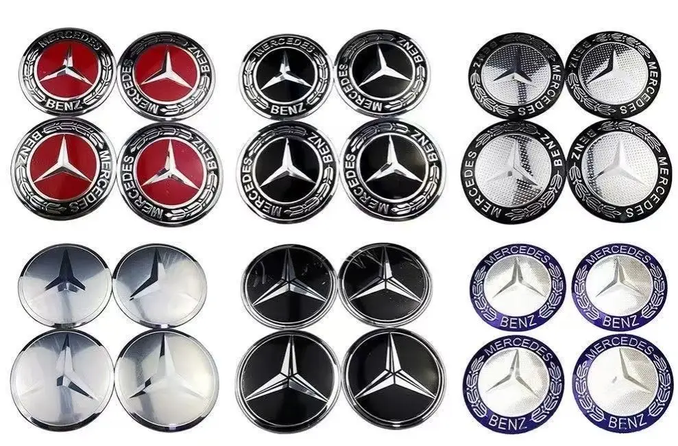 57mm Star Flat Hood Bonnet Logo Mercedes Benz AMG W204 W124 W201 W202 W212 W220 W205 Emblem Badge Stickers Automobile Accessorie