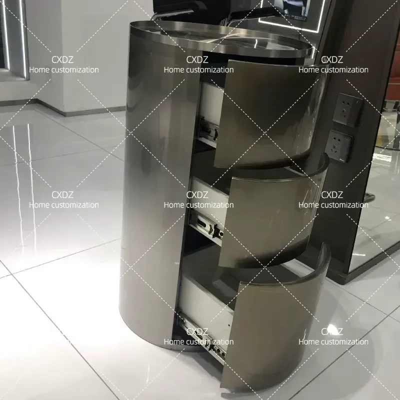 Stainless Steel Barber Shop Tool Cabinet Hair Salon Storage Cart Locker Simple Display Shelf for Beauty Salon Equipment