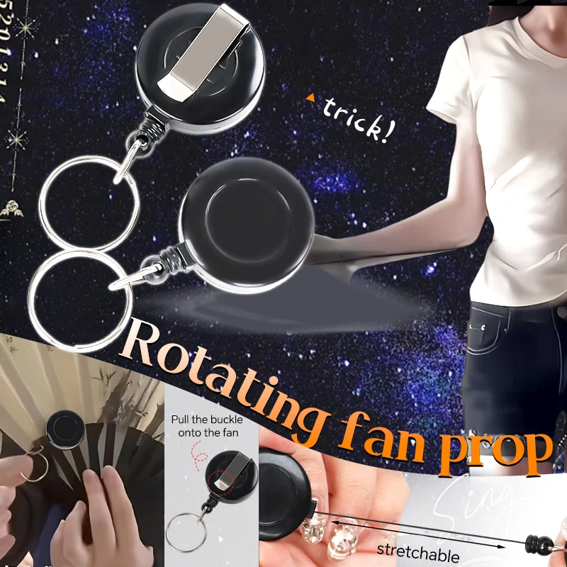 Spins & Returns to Hand Cosplay Props Magic Performance Props Fan Spinner Toy Party Performance Revolving Fan Retractable Buckle
