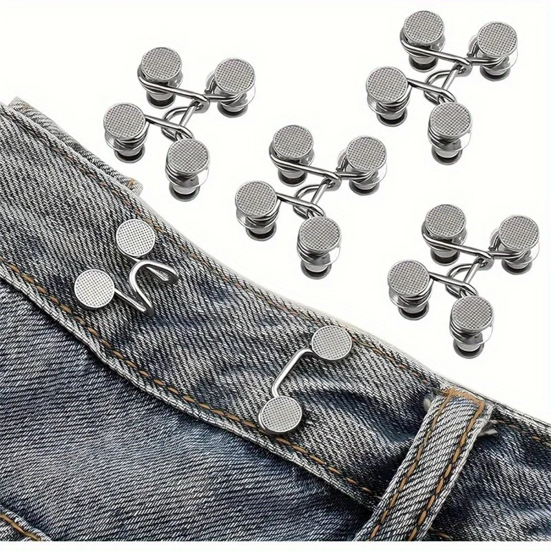 6-Piece Silver Seamless Imitation Denim Waistband Tightener, Suitable for Women's Pants with Clip Waist Constrictor