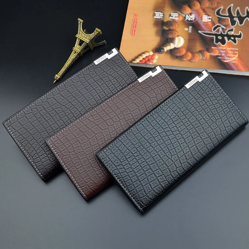 Men Wallets PU Leather Zipper Purse Man Slim Card Horders Quality Male Long Section Multi-card Wallet Coin Pocket Purse