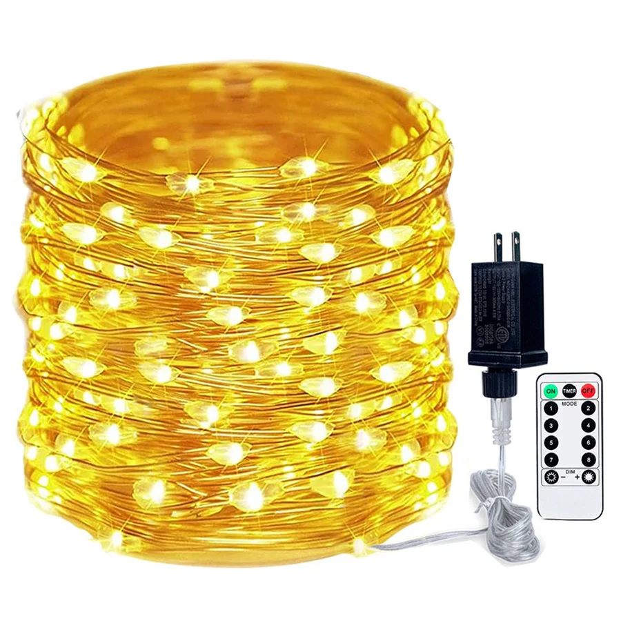 50M-200M Copper Wire Fairy Lights With Remote Outdoor Plug in Christmas String Light Wedding Party Twinkle Fairy Garland Light