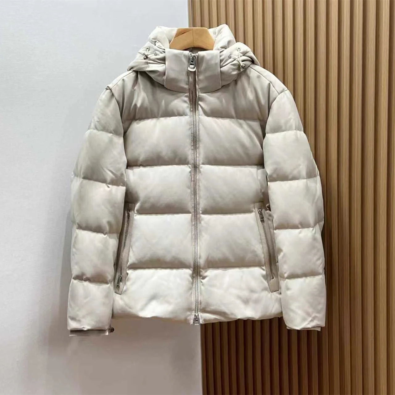 

Winter and autumn warm fleece hooded down jacket with duck down and down filling for men