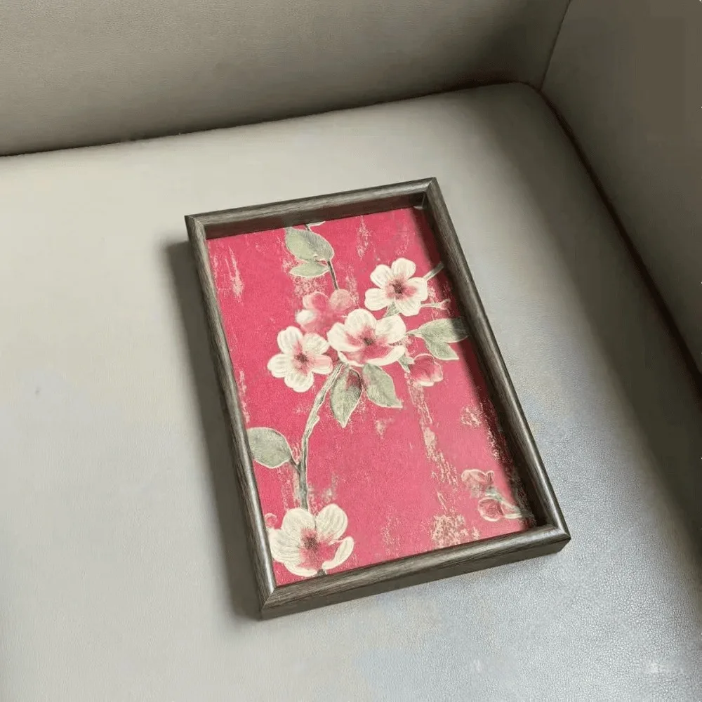 

20x30CM Tea Tray Golden Flower Blue Bottom Dessert Tray Creative Design Exquisite Design Coffee Storage Board Serving Supplies