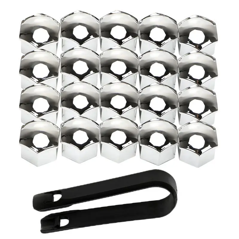 20Pcs 17 19 21mm Anti-Rust Chrome Glossy ABS Auto Trim Tyre Wheel Nut Screw Bolt Protection Covers Cap Universal Car Accessories