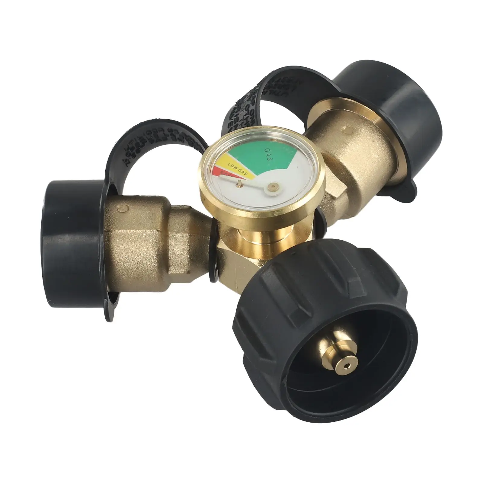 Pressure Gauge 2 Way LPG Adapter with Gauge Y Splitter for Propane Tank High Quality Solid Brass Color Coded Dial