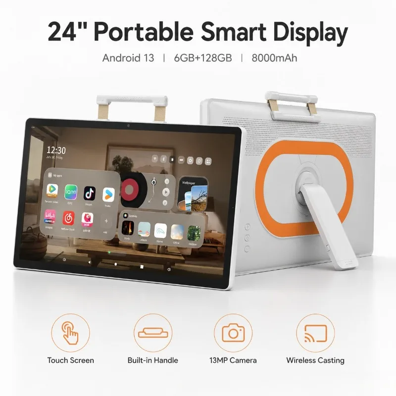 24 Inch Portable Handheld Touchscreen Tablet Desktop Smart Display, Portable Mobile TV