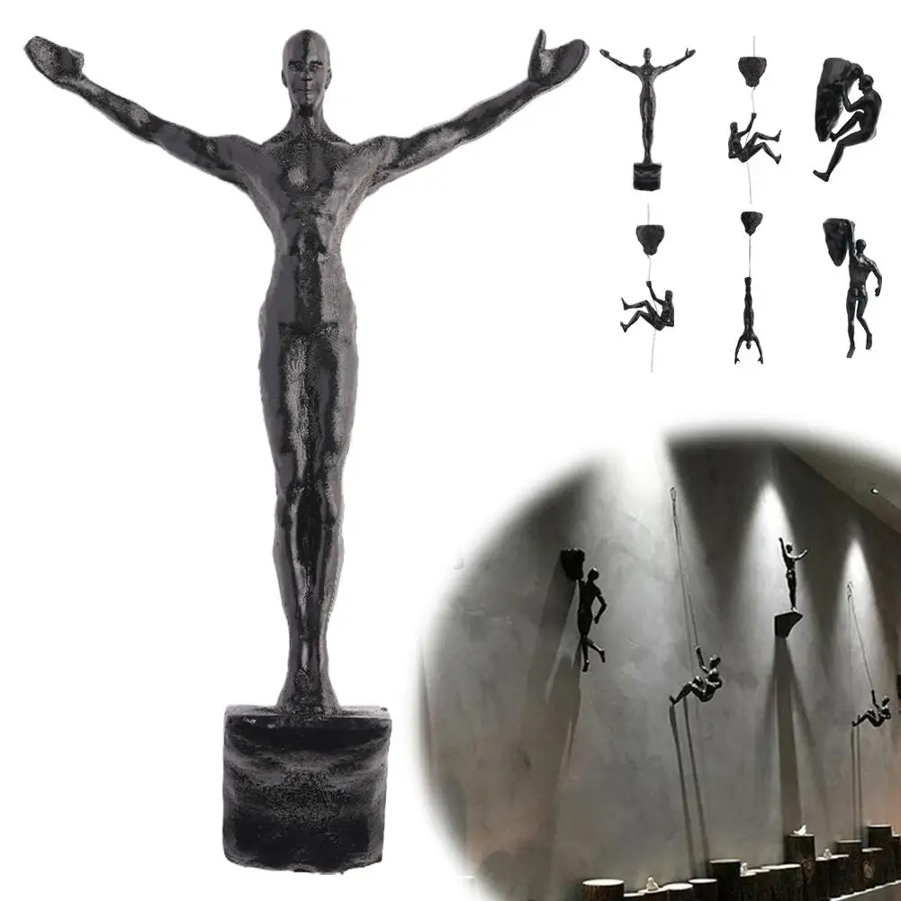 Athlete Rock Climbing Man Resin Background Wall Hanging Decoration Sculpture Statue Figures Creative Rock Climber Statue Pendant