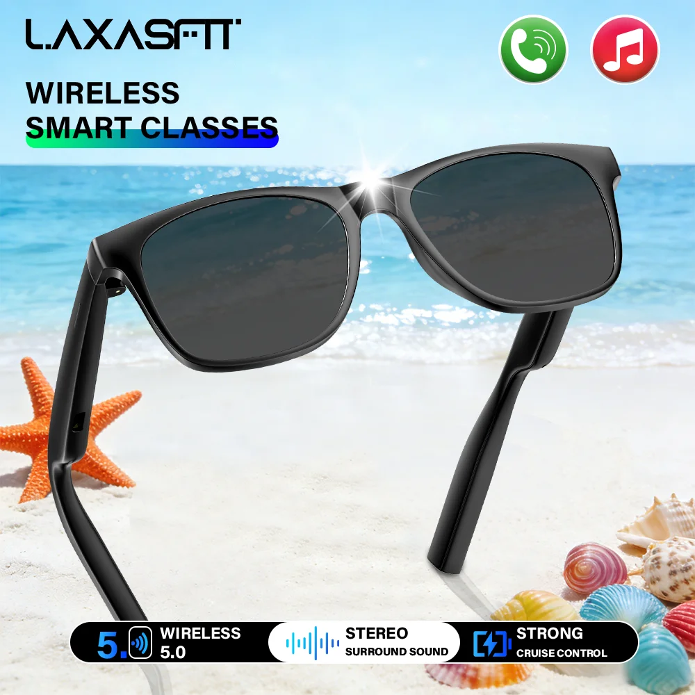 LAXASFIT 2026 Upgraded Polarized Smart Bluetooth Sunglasses UV Protection Voice Control Call Music Outdoor Driving Glasses