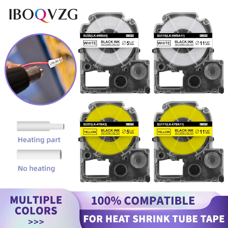 Diameter 5/11mm Heat Shrink Tube Tape SU5Y SU5S SU11S SU11Y Compatible Epson Label for Epson Label Pirnter LW400 LW500 LW600