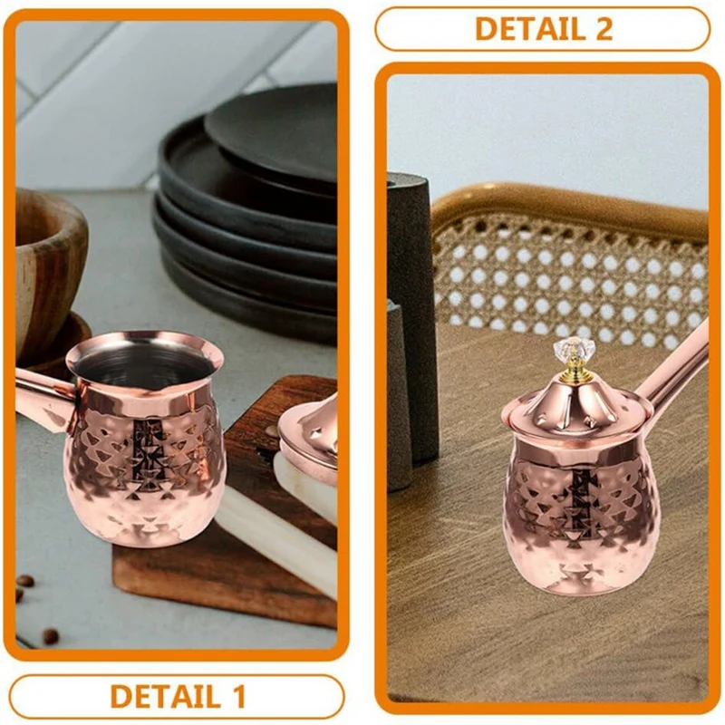 Turkish Coffee Maker Copper Coffee Tea Maker Milk Warmer Hot Chocolate Maker Butter Melting Pot 600Ml Rose Gold High Guality