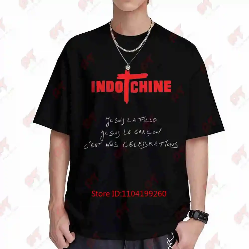 Indochine French Lyrics Music Short Sleeve Tee 100% Cotton T-Shirt