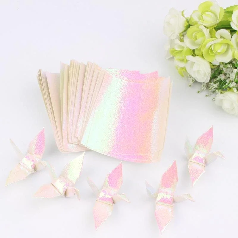 100PCS Pearl White Origami Square Paper Single Sided Craft DIY Colorful Scrapbooking 7CM