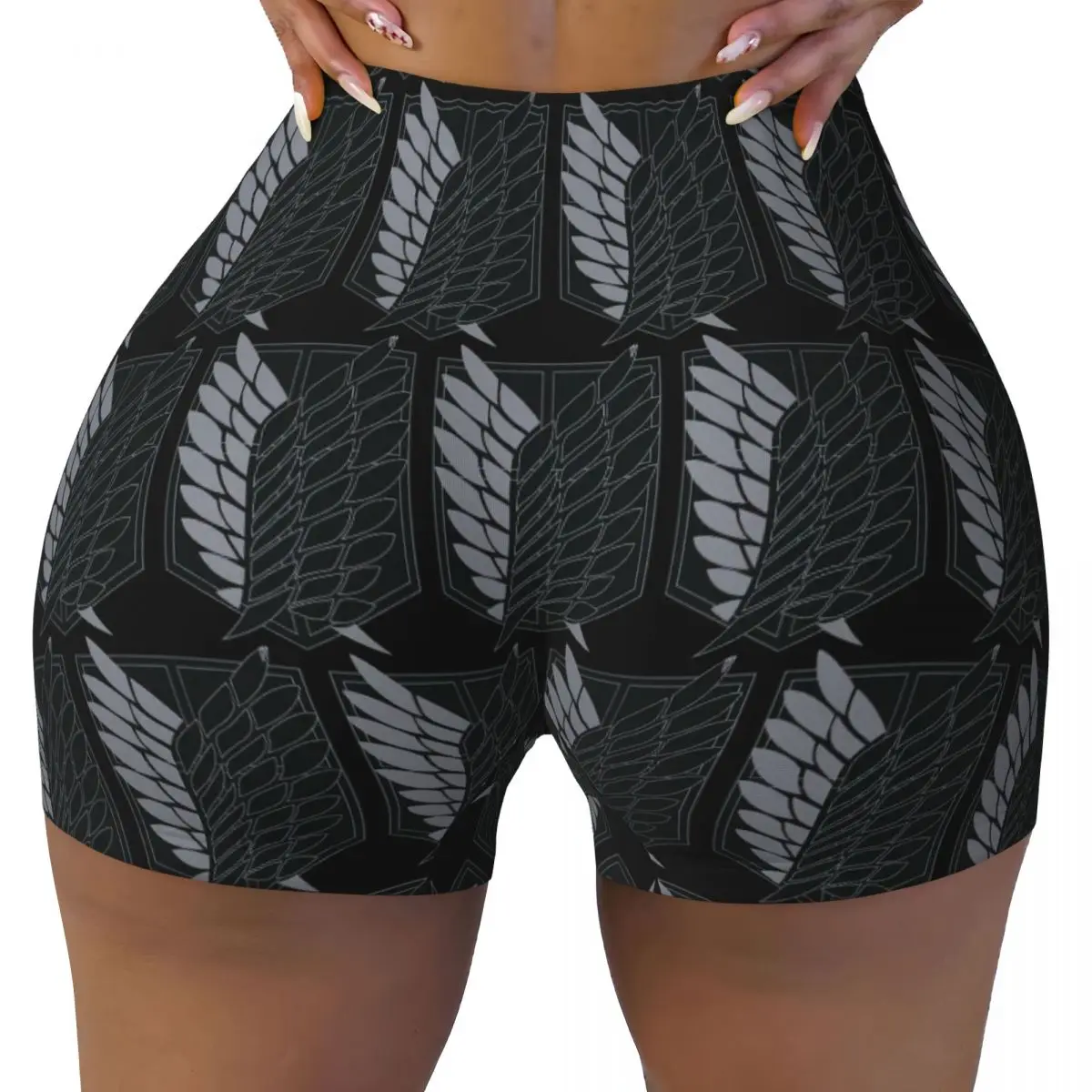 Custom Attack On Titan Damen Gym Workout Laufshorts Athletic Volleyball Biker Yoga Shorts