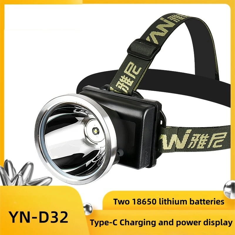 D32 Headlight Strong Charging Super Bright Headlight Lithium Mining Lamp Super Long Life Outdoor Fishing