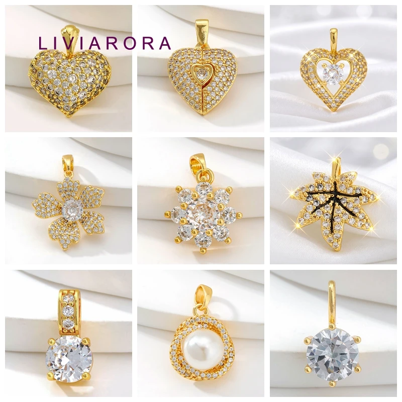 18K Gold Plated Brass Maple Leaf Charms Pendant For Necklace Making Accessories,Inlaid Zircon Maple Leaf Charms,Jewelry Material view 6