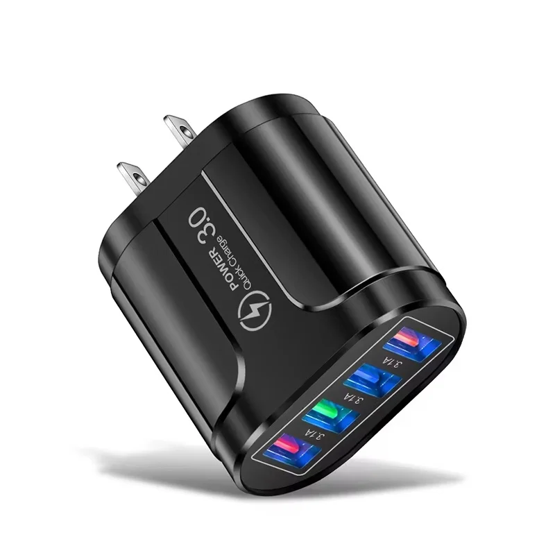 4 USB QC3.0 Charger For iPhone Xiaomi Huawei Realme Quick Charge 3.0 Home Office Travel Accessory Multi Port Output Wall Charger