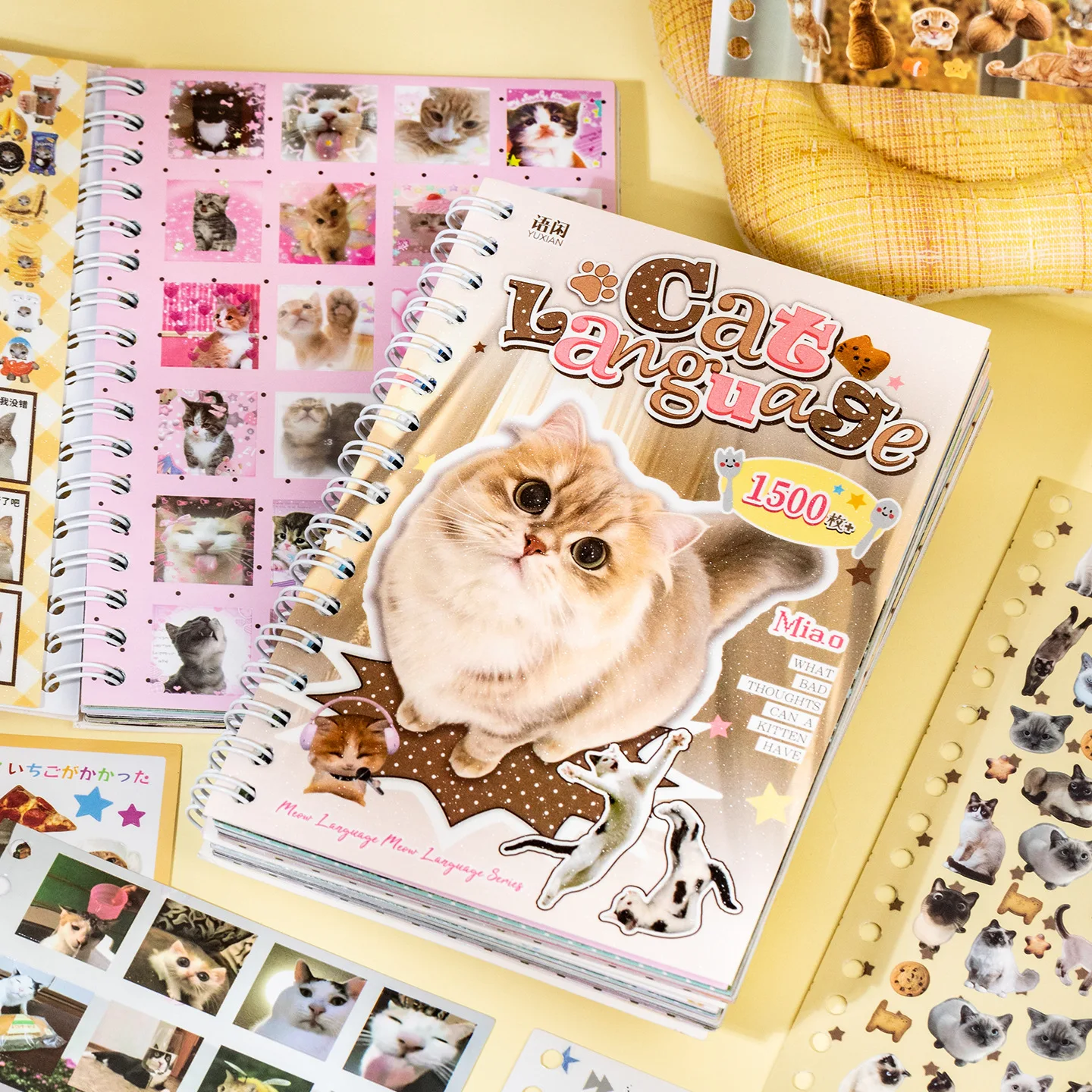 Lovely Pet Cat Themed Collage Stickers, Cute Kitten Decoration Material for Kuka Making & Handmade Scrapbook